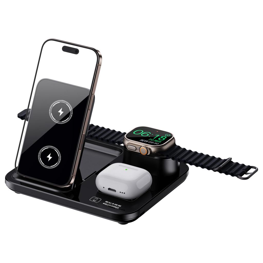 R13 Foldable 3-in-1 Wireless Charger for iPhone, Earbuds, Watch - Fast Charging