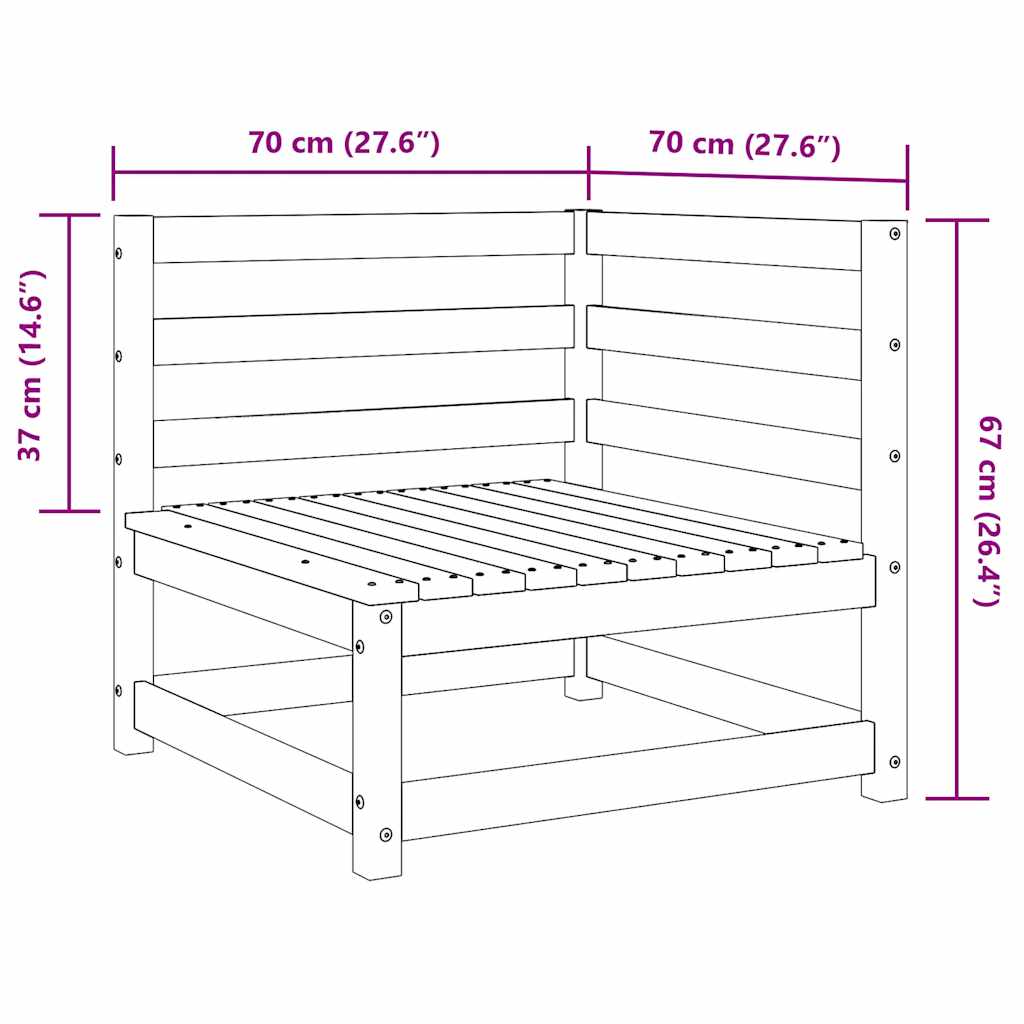 Vidaxl Ogrodowa Sofa Narożna, 70X70X67 Cm, Impregnowane Drewno Sosnowe