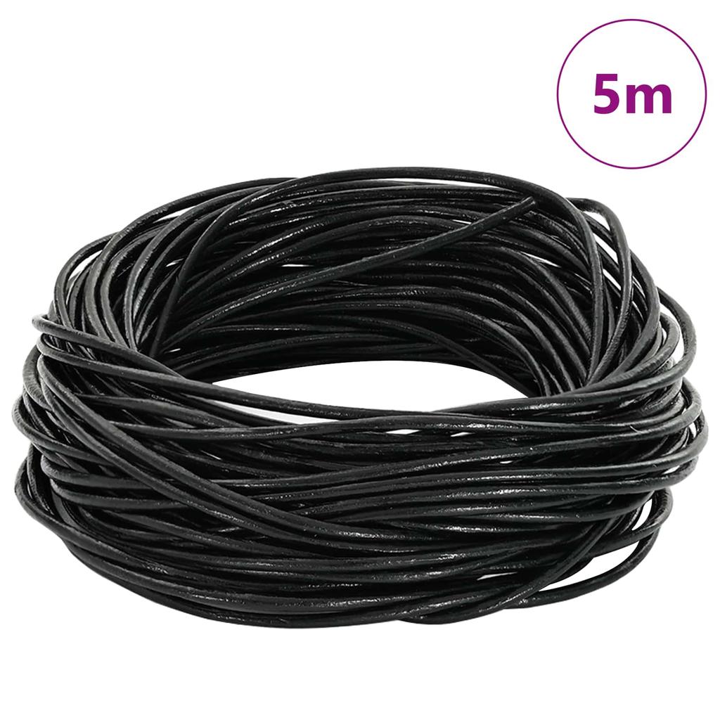 Leather Cord Black Ø1 mm x 5 m Leather