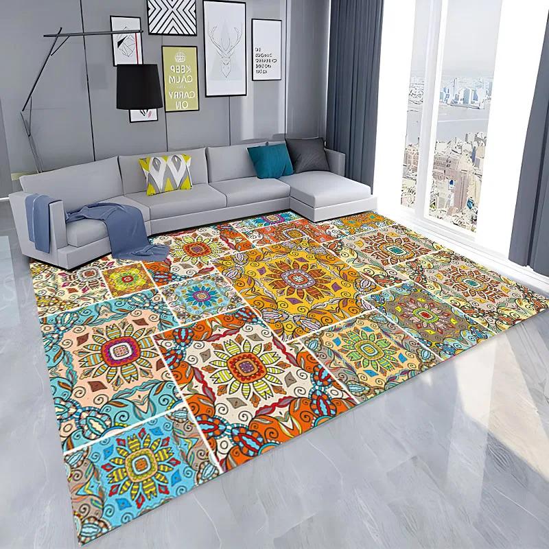 Bohemian Style Mandala Carpet Vintage Boho Area Rug Living Room Girls Bedroom Bedside Dorm Soft Floor Mat Home Entrance Door Mat