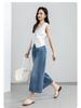 Xin Ge Women's High Waist Wide Leg Cropped Jeans - Summer Plus Size Retro Washed Loose Fit Pants