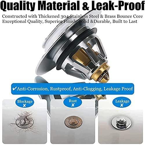 Universal Pop Up Valve Plug Drain Filter Drain Fitting Sink Bounce Drain Plug Bounce Drain Filter Sink Drain Plug Stopper with Basket