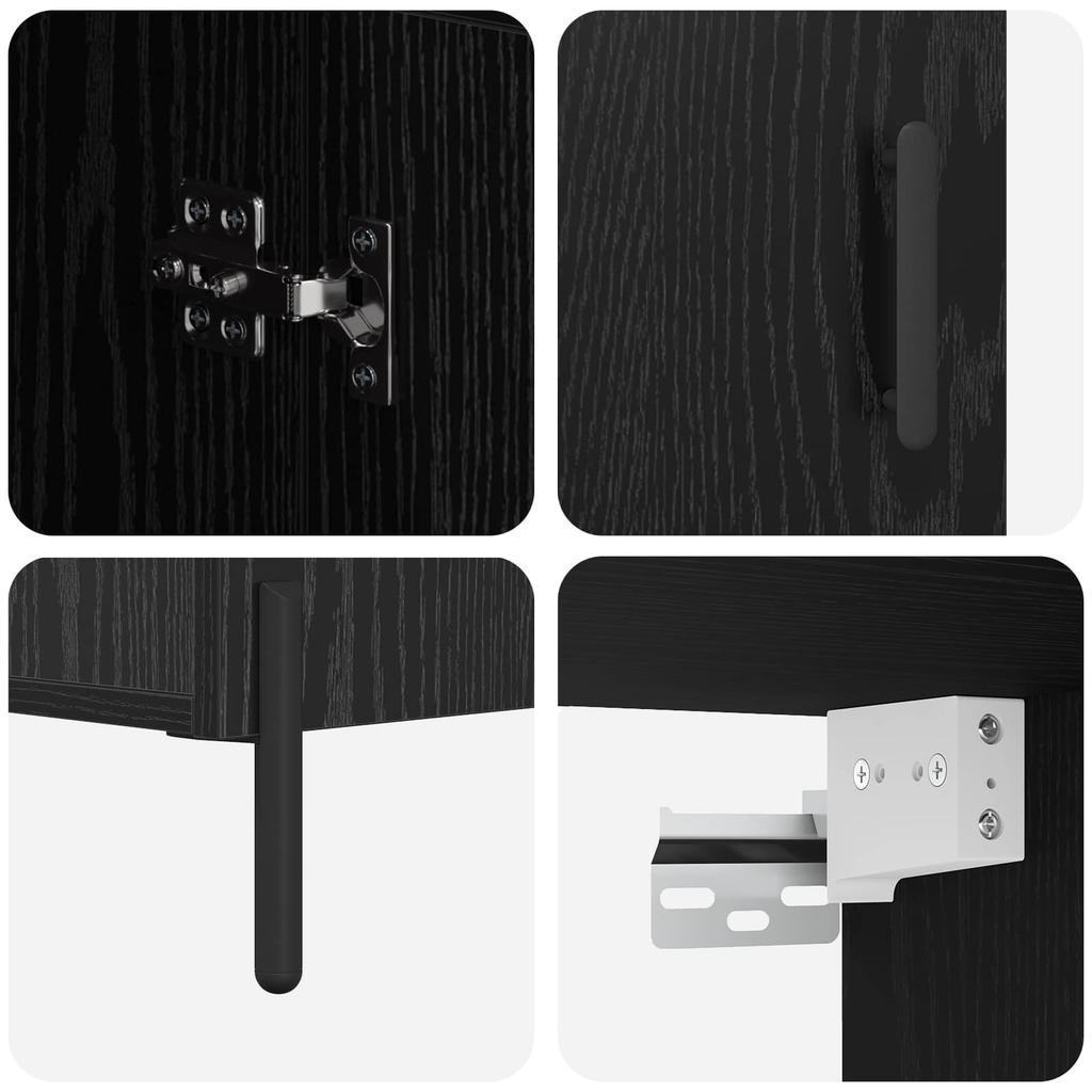 Highboard in Black Oak Look 69.5 x 34 x 180 cm Particleboard