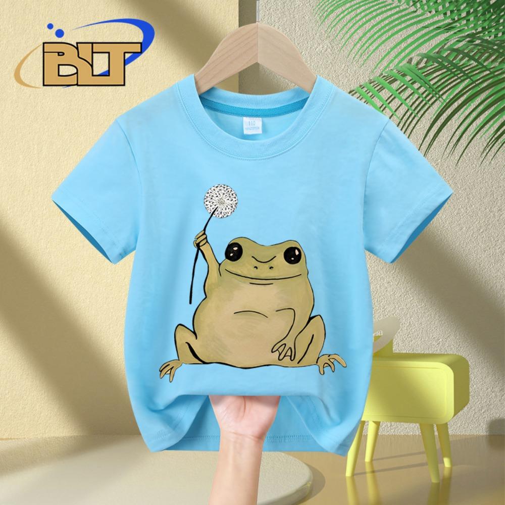 Dandelion Frog printed kids T-shirt summer children's pure cotton short-sleeved casual tops boys and girls gifts