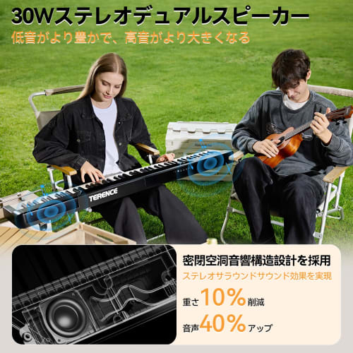 TERENCE V50 Digital Piano, 88 Keys, Foldable, 30W Dual Speakers, High-Sensitivity Touch-Response Keyboard, Authentic Touch Sensitivity, 128 Voices, 30