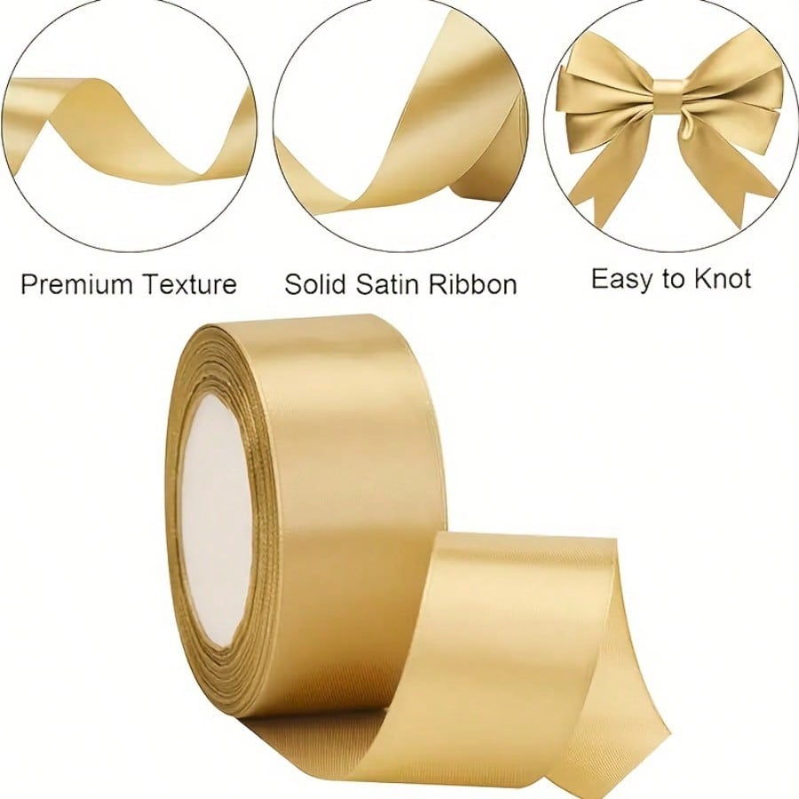 1 Pieza de Cinta Dorada Con Tratamiento de Superficie Elegante y Brillante, Adecuada Para Envolver Regalos, Decoración de Bodas, Ramos, Etc.