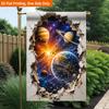 2D Flat - 2D Flat Printing Garden Flag 1pc, Space Planets Through Wall Durable Single-Sided Print Yard Flag, Garden & Home Holiday Decoration, 29.97X4