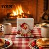 Kitchen Countertop Organizer Christmas Napkin Holder, Wooden Tissue Dispenser, Cute Santa Claus Xmas Atmosphere Decor Tree Freestanding Cocktail