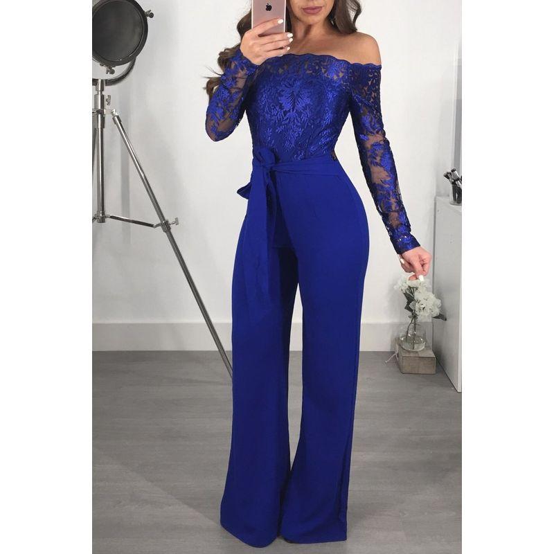 Long Sleeve Women Jumpsuit Elegant Wide Leg Jumpsuit 3XL