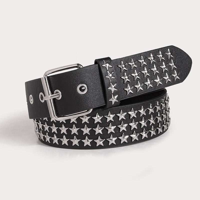 Women's European and American Fashion Rivet Punk Five-pointed Star Eyes Hot Girl Heavy Industry Jeans Belt Decorative Belt