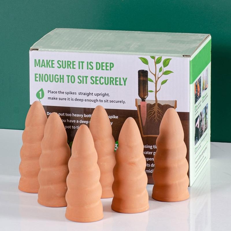 Miniature Ceramic Plant Watering Cones for Plant Self Irrigation Probes Office Greenerys Efficient Indoor Plant Care 6pc