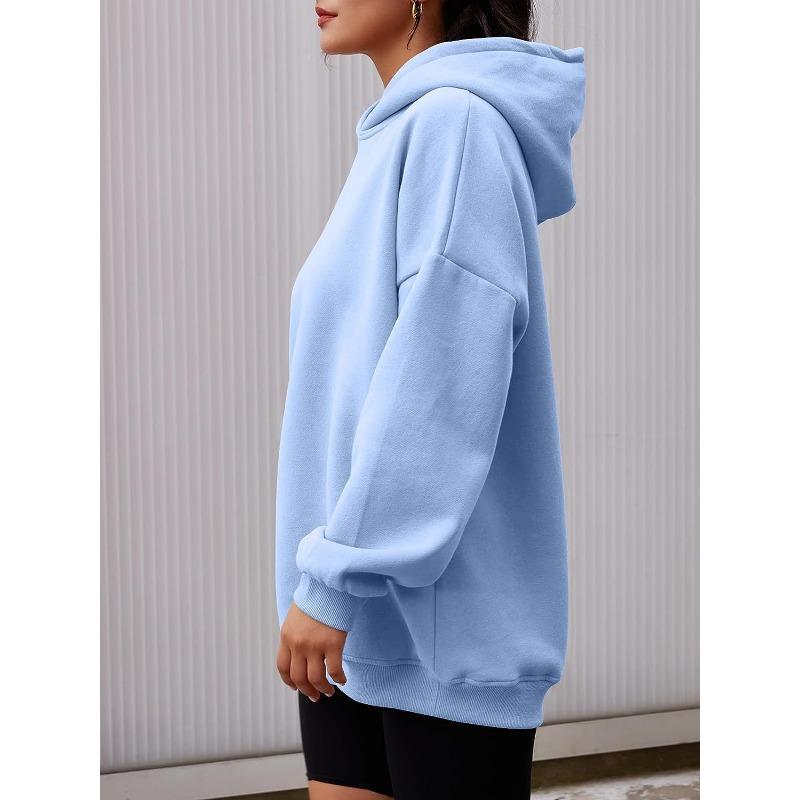 Women's Fashion Casual Solid Color Print Long Sleeve Hooded Hoodies & Sweatshirts