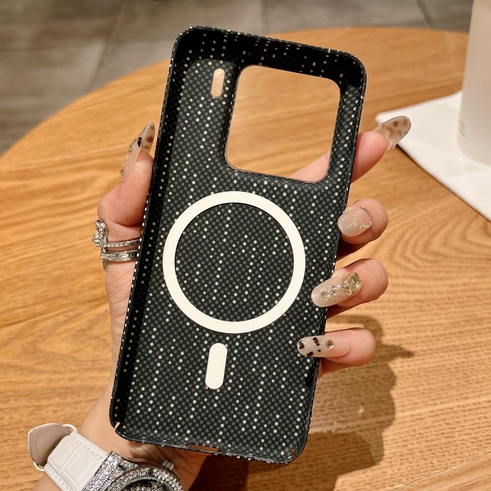 Luxury Ultra Thin Carbon Fiber Texture Magnetic Case For 15 Ultra 14 13 Pro Wireless Charge Shockproof Hard Matte Cover