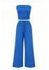 2026 European & American Fashion Casual Solid Color Bandeau Top and Pants Women's Set - Vacation Style