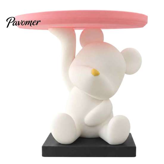 Cute Room Accessories 3D Printed Bear Jewelry Tray, Desktop Storage Organizer for Aromatherapy Holder Keys and Trinkets, Decorative Tray Bedroom
