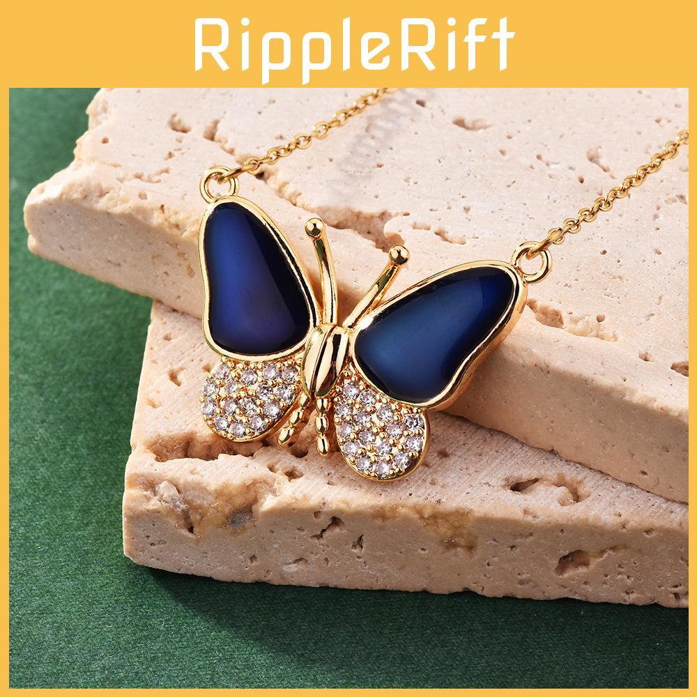 Gorgeous Magnetic Color Changing Butterfly Necklace With Copper Pendant For Women
