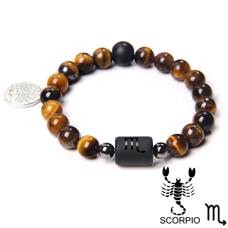 JYL TS Bracelet Unisex Zodiac  Eye Beads Aligns Strength And Destiny Scorpio сливовый
