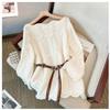 Autumn Plus Women Basic Sexy Sweaters Belt Pullover Tops Loose Female O-Neck Knitted Solid Sweater