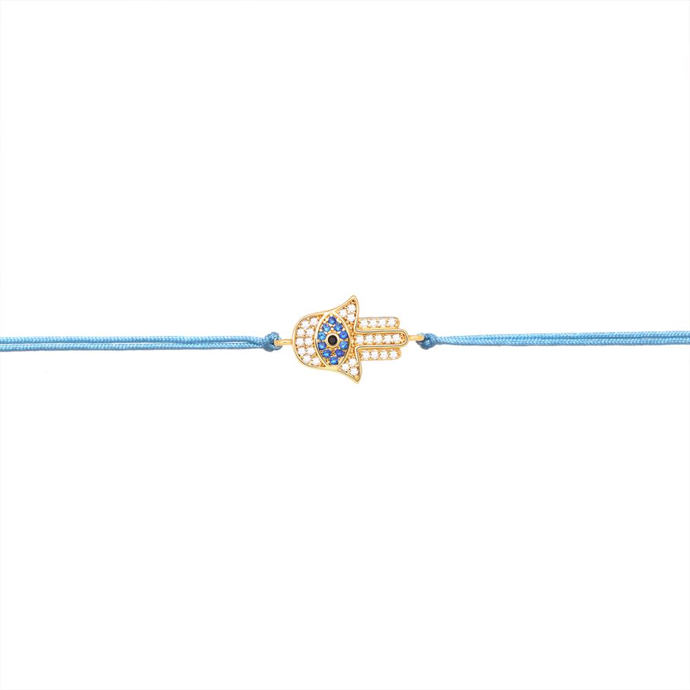 Gute Qualität Zirkonia Hamsa Hand Böser Blick Anhänger Armband Damen Herren Hand Fatimas Glück Schutz Rote Blaue Schnur Schmuck