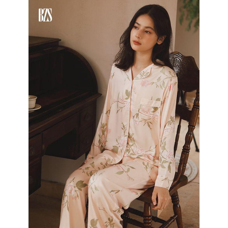 2024 Summer Satin Pants Sweet Pajamas Loose Cardigan Cotton Silk Thin Rayon Cotton Short Sleeve Home Wear for Women