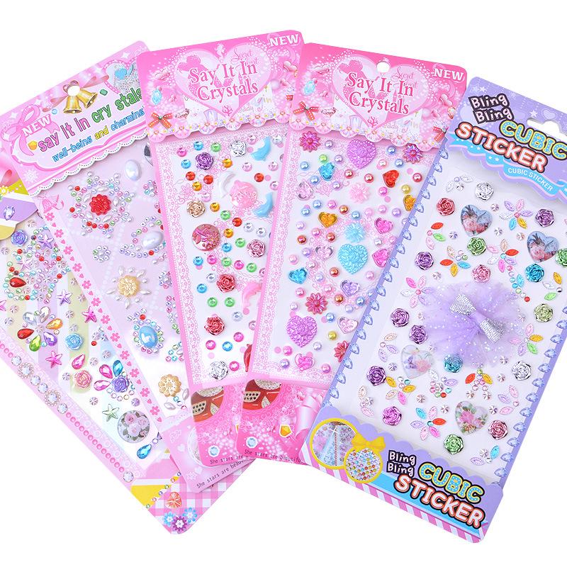 Colorful Cartoon Gem Stickers for Kids - 3D Flash Diamond Decorations for Girls