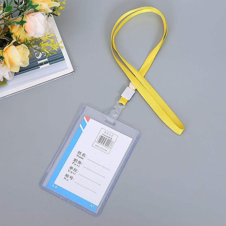 

A7 Waterproof PVC ID Badge Holder - Transparent Custom Exhibition/Student Pass Card Sleeve A7 with 1cm Straight Extension Buckle