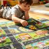Portable Car Play Mat for Travel 51" X 39" Kids Rug Playroom Classroom, Educational Town City Road Washable Games Traffic Mat, Non Slip Carpet