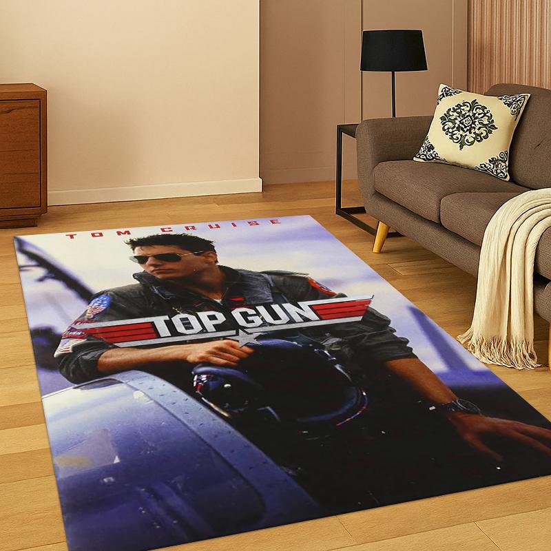 Top Gun Classic Movie Sign Tom Cruise Carpet Rug for Bedroom Living Room Sofa Doormat Home Decor,Kid Game Area Rug Non-slip