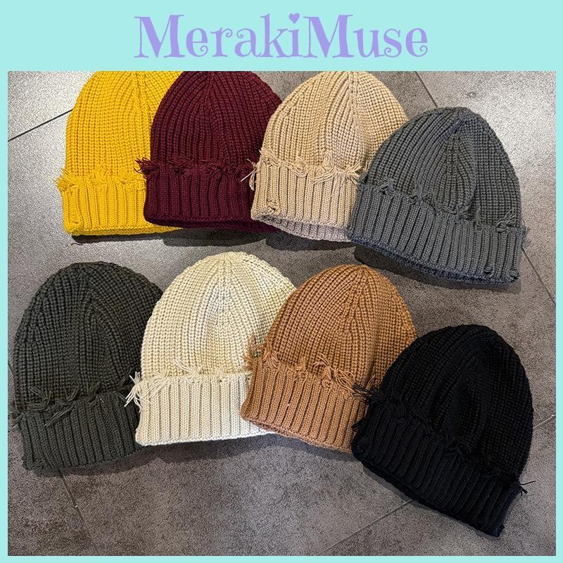 Solid Knitted Color Cap Winter Street Style Warm Beanie Hat For Casual Wear