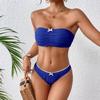 2025 New Solid-color Bikini Swimsuit Is A European and American Sexy Lace-up Two-piece Bikini