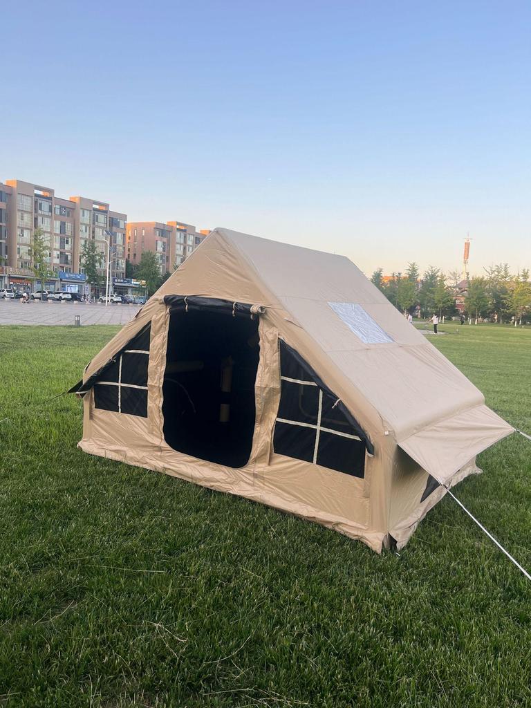 Inflatable Outdoor Camping Tent with Double Doors, Sun Protection, Canopy, and Ample Space for 3-5 People