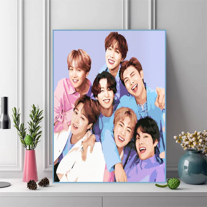 BTS Pattern  3pcs 100% Round Full Drill 5D DIY Diamond Painting Embroidery Cross Stitch Rhinestone Décor