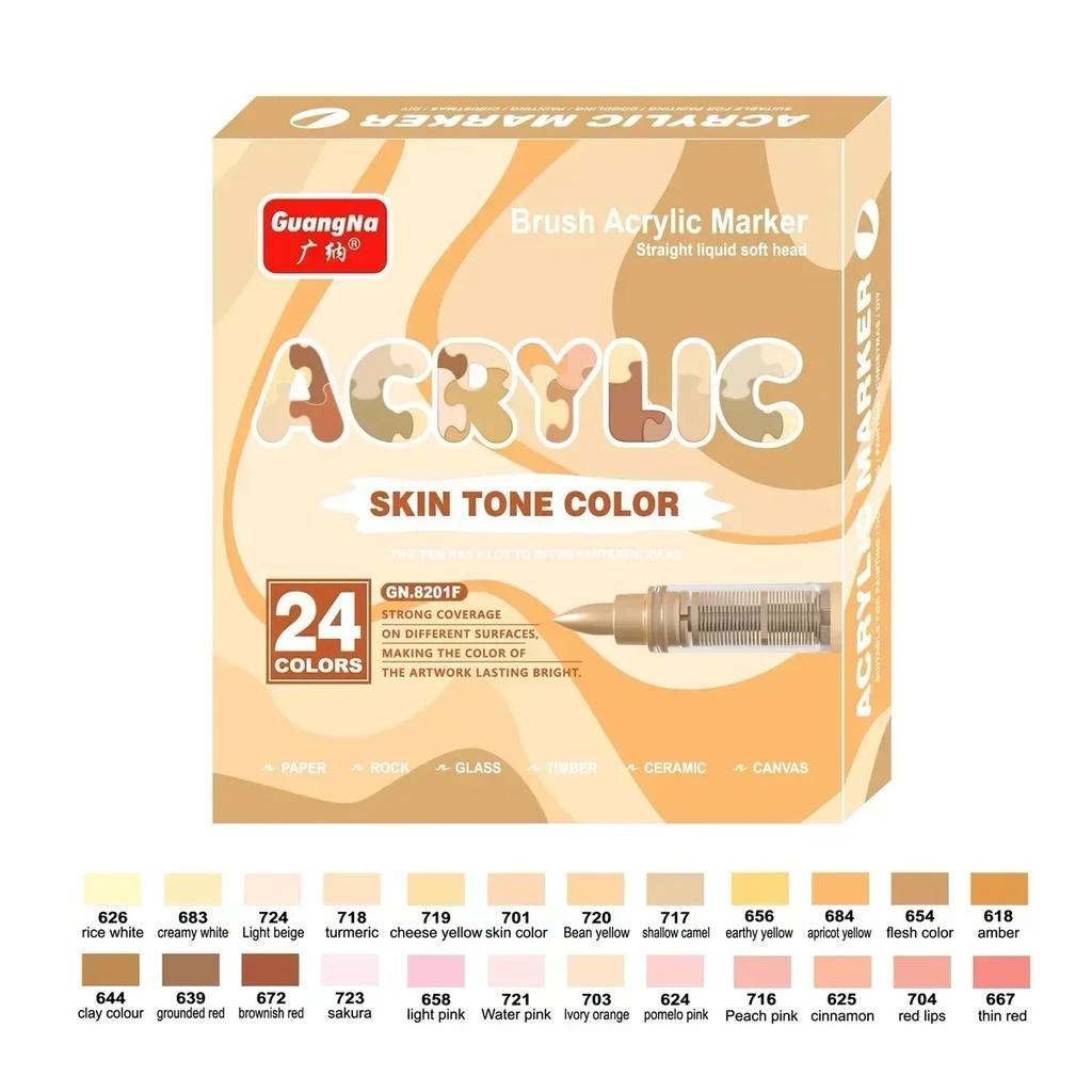 GUANGNA 12-240 Colors Direct-liquid Acrylic Marker Paint Brush Marker Pens for Rock Painting Ceramic Stationery Art Supplies