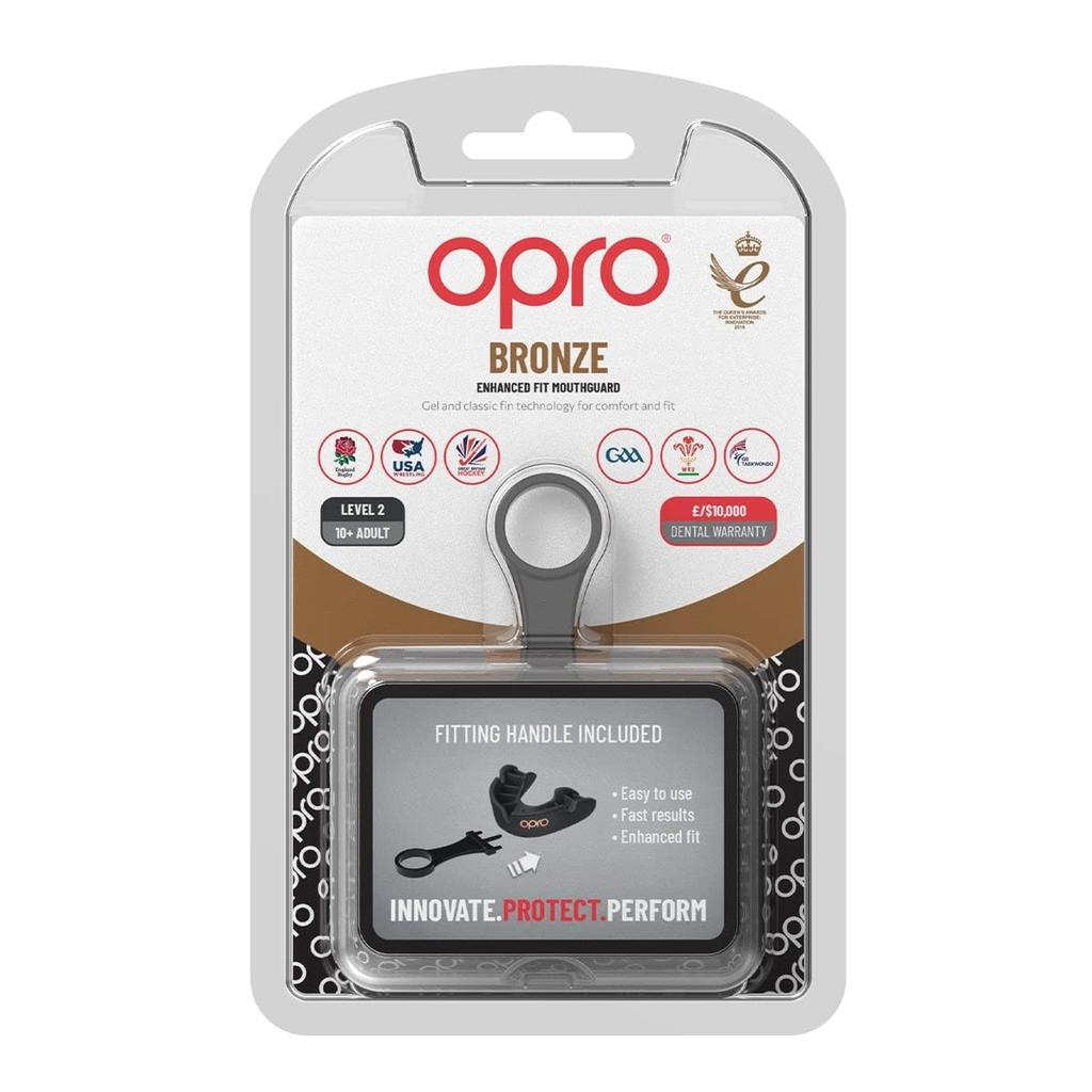 OPRO Mouthguard Sports Mouthpiece Made in the UK [Self-Fit/Bronze Level] [Official Store] (Adult, Black)
