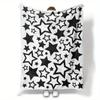 Sternenmuster Flanell-Kuscheldecke – Schwarz-Weiße Fünfzacksterne, Weiches Gemütliches Fleece für Zuhause, Büro, Sofa & Auto