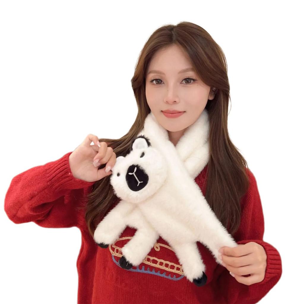 Plush Capybara Scarf Winter Warm Furry Neckerchief Cartoon Neck Gaiter Neck Warmer Stylish Neck Scarf for Adult Student