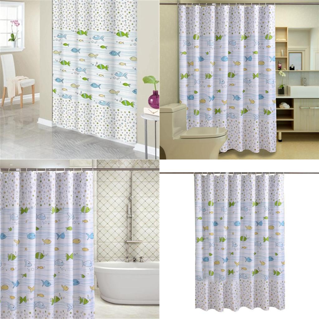 Waterproof Fish Thickened Antimildew Bathroom Curtain Cartoon Shower Partition