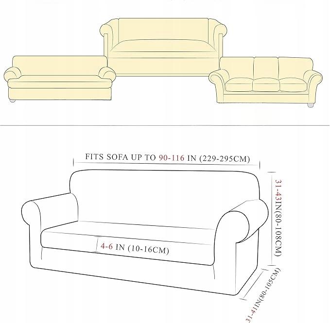 Elastic Two-piece Sofa Cover for the Tianshu Sofa, Stylish Brown