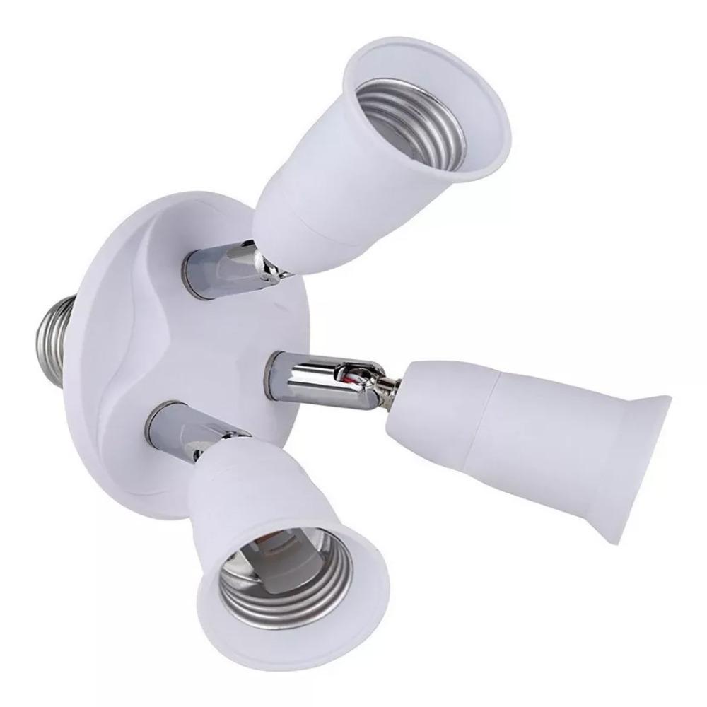 3 in 1 E27 Light Bulb Socket Adapter 85-265V E27 Splitter Socket Adapter  Home Office Lighting