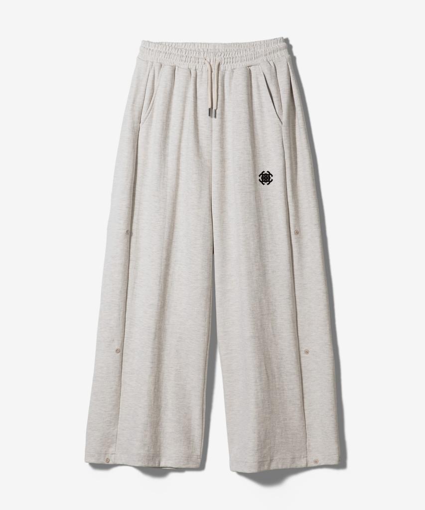 Paensyo Symbol Snap Wide Fleece-Lined Pants - Oatmeal