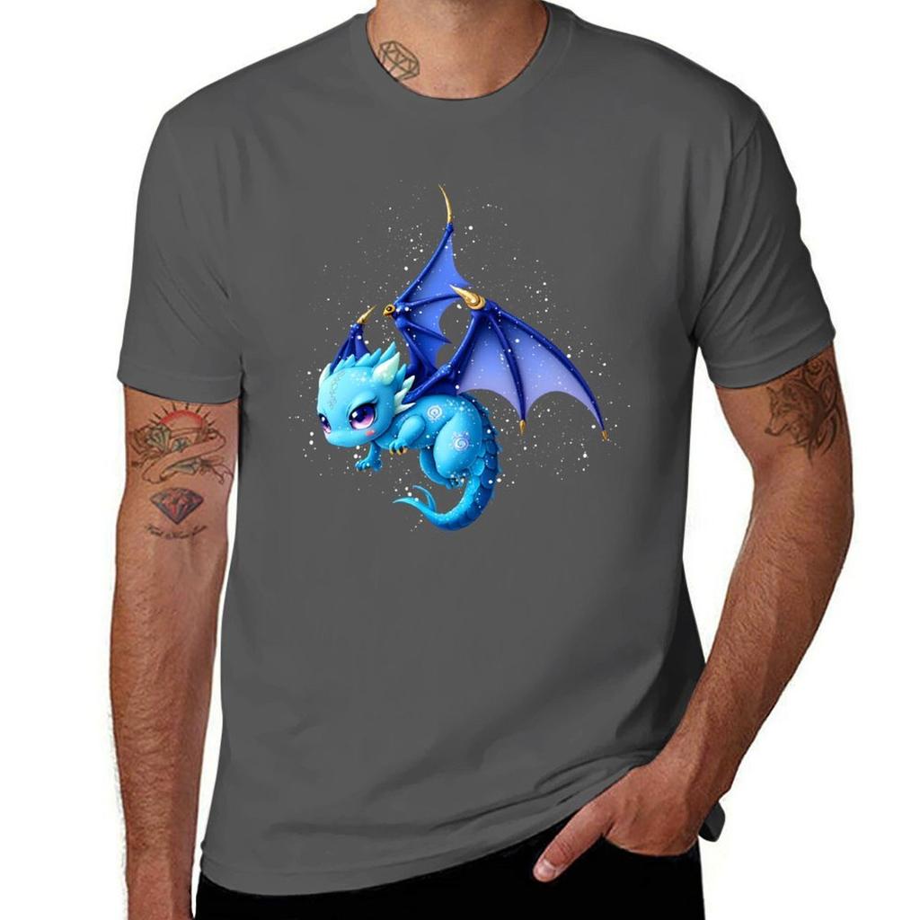 Magical Blue Baby Dragon With Magic Dust TShirt Novelty Print Casual Tee Shirt