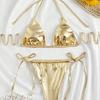 Neuer Damen-Badeanzug geteiltes Zweiteiler-Set bronzierender Stoff Nackenband sexy Bikini