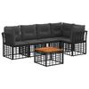 Outdoor Sofa Set 6 Piece Black and Dark Grey Polyester