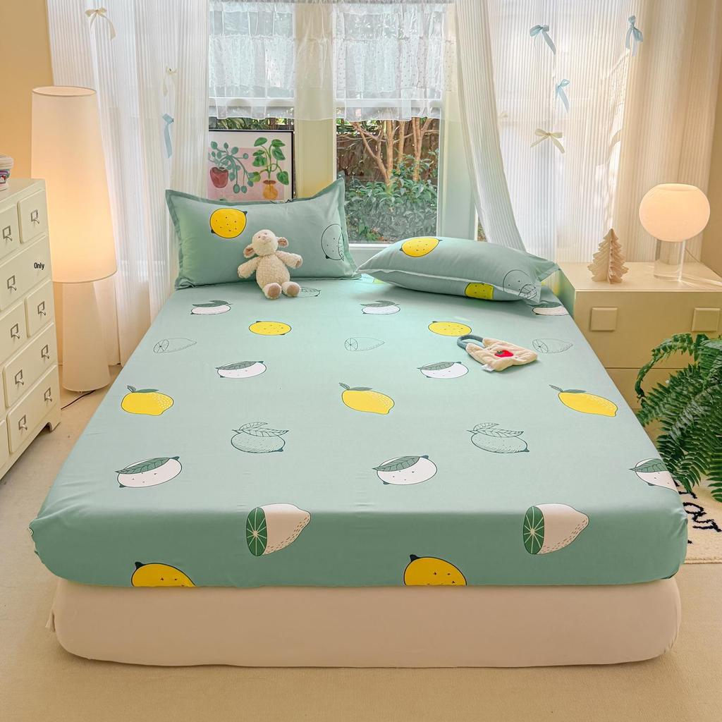 Skin-friendly Aloe Cotton Printed Fitted Sheet Bed and Mattress Protector