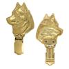 Siberian Husky, Chukcha - Brooch with a Clip, Gold-plated Holder for a Race Number, Elegant Dog Show Pin from Brand