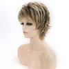 Synthetic Mommy Wig with Bangs for Women Mixed Blonde Short Curly Wigs Pixie Cut Hairstyle Daily Costume Heat Resistant