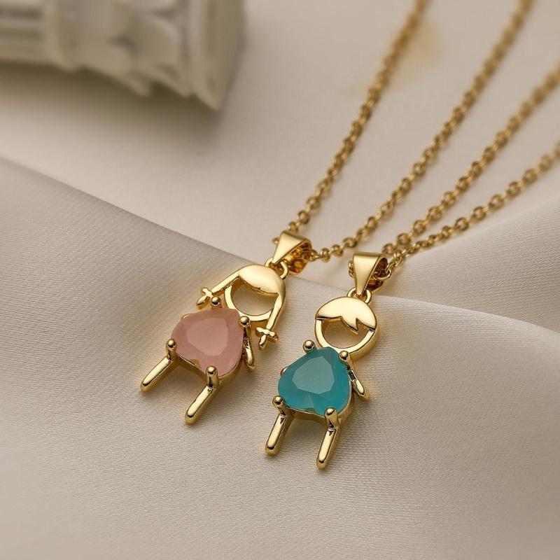 Chic Girl Boy Couple Necklace Pendant Neckwear Adjustable Matching Necklaces Show Your Love with Style for Everyday Wear