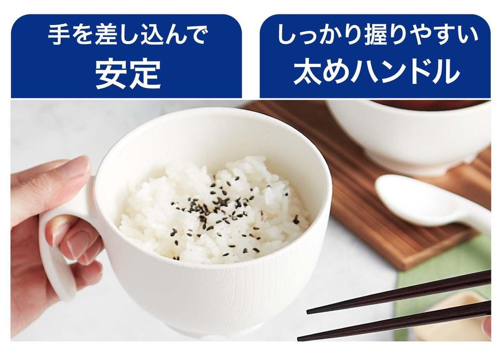 Skater Rice with Wood Grain Plastic Made with Biomass Microwave and Dishwasher Easy-to-Grip Bowl, 370ml, Handle, Brown, Handle, Materials, Safe,