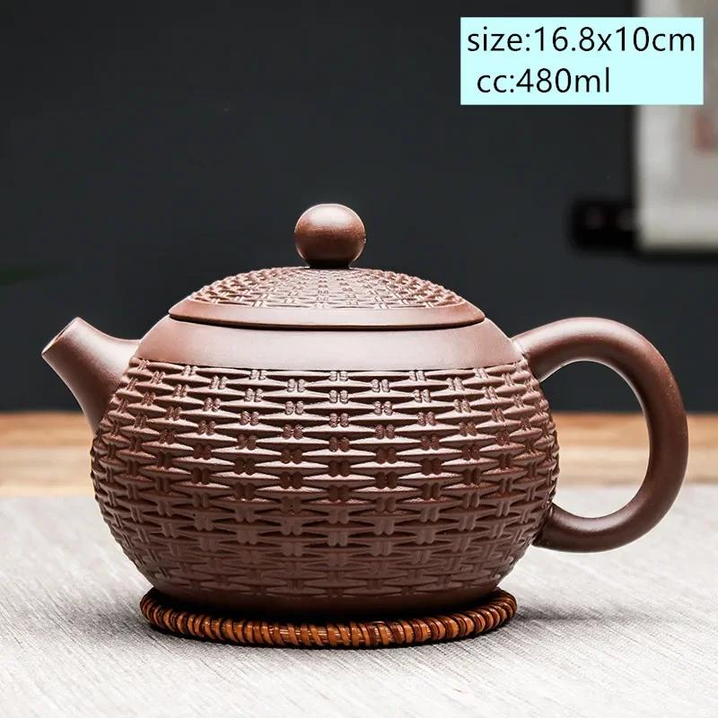 Chinese Yixing Tea Pot Large Capacity Purple Clay Xishi Filter Teapot Beauty Kettle Raw Ore Handmade Tea Set Authentic Drinkware