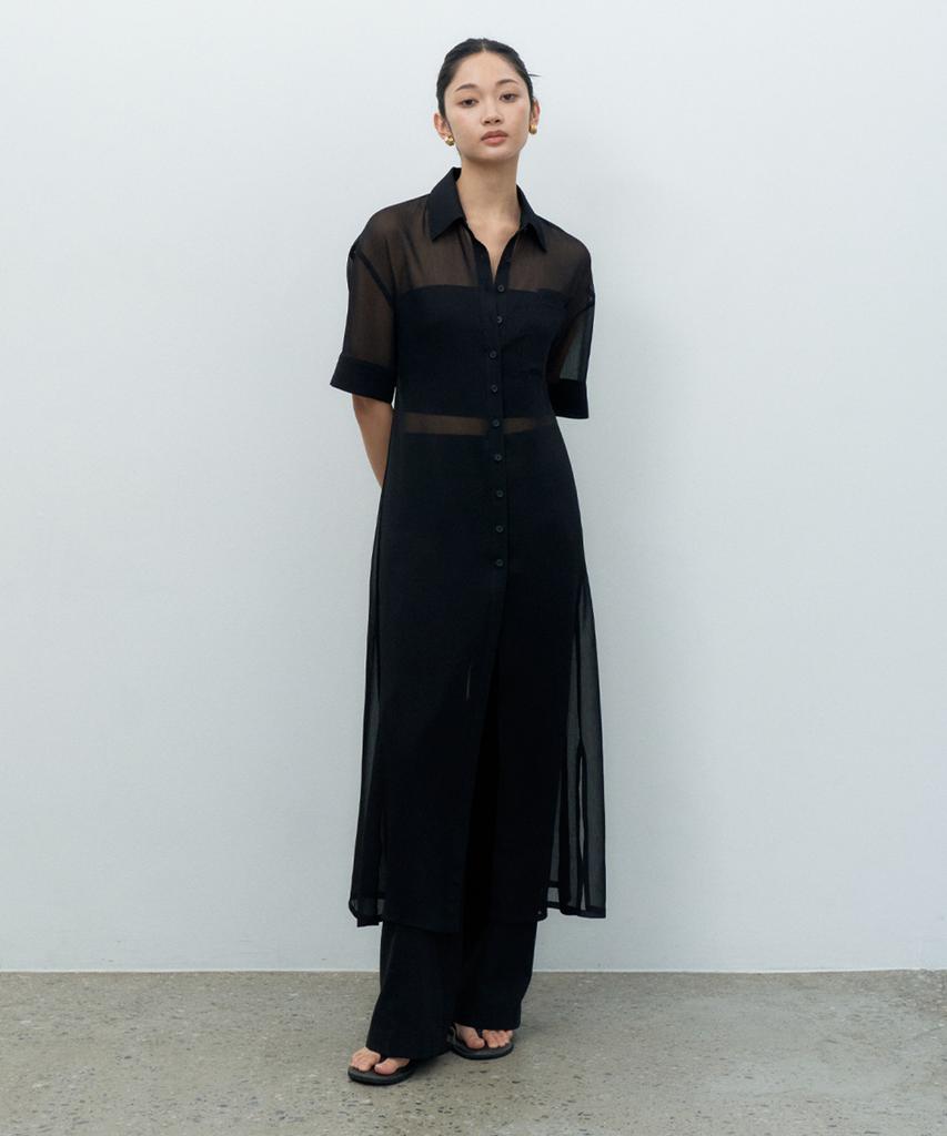 MAKE A TOAST Linen-Like Low-Rise Wide Pants Black Mbespa004Bk
